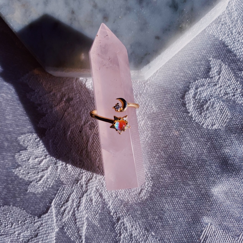 opal moon adjustable ring